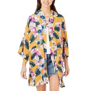Say What? Juniors Floral Printed Tie Front Kimono Size S